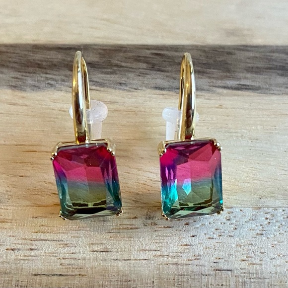 Watermelon Tourmaline earrings high quality elegant hand made ombre gradient - Picture 6 of 11